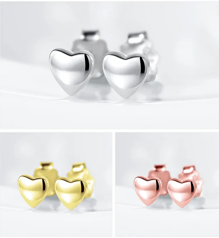 Boucles d’oreilles puces cœurs ronds en argent 925 MODIAN