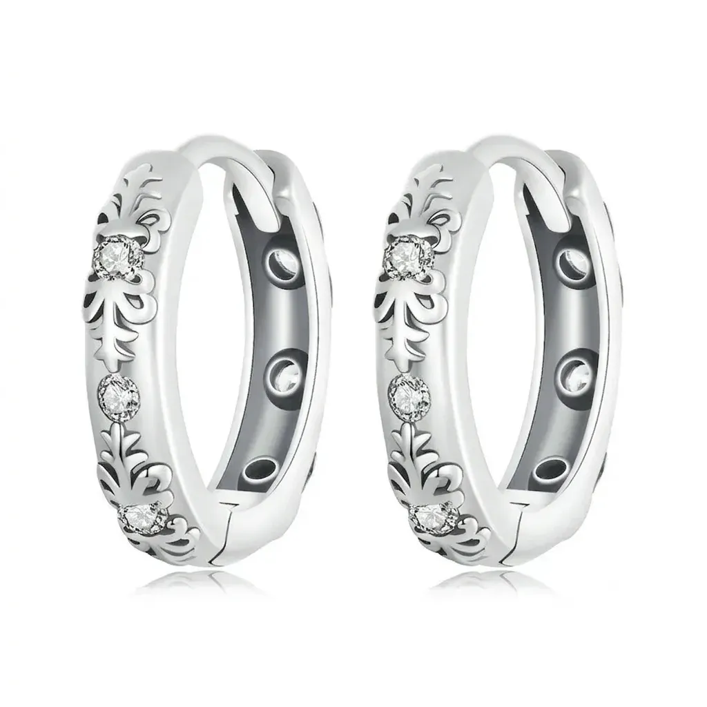 Créoles rétro argent 925 et zircon