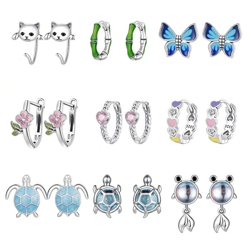 Créoles WOSTU argent 925 motifs colorés