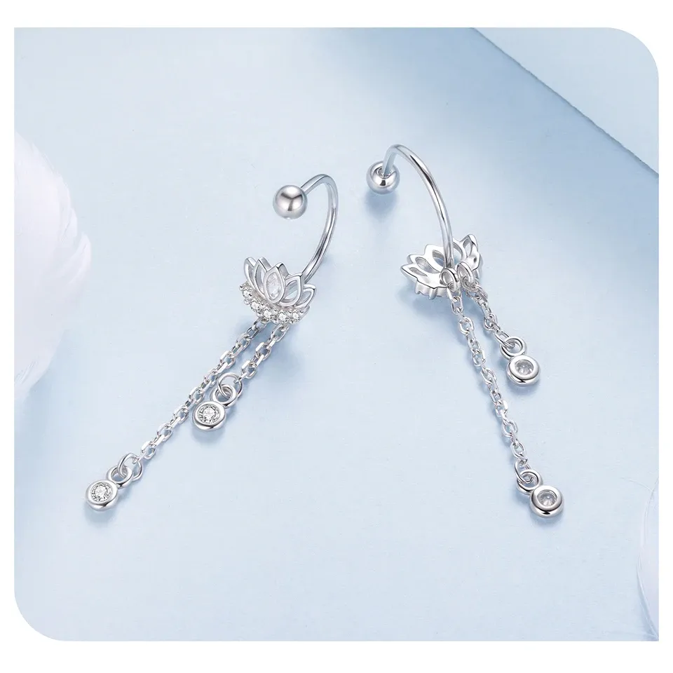Boucles d’oreilles lotus WOSTU en argent 925 et zircon