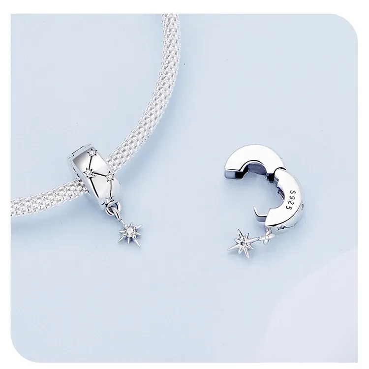 Breloque ronde ajourée en argent 925 WOSTU avec zircon