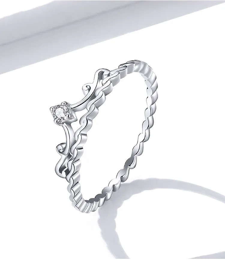 Bague couronne fine en argent 925 WOSTU avec zircon