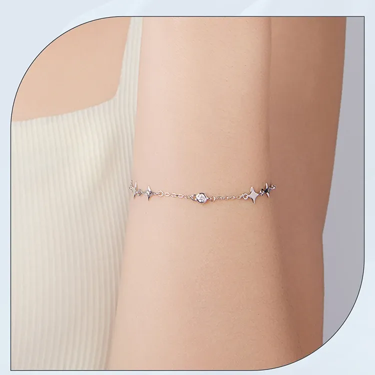 Bracelet cœur étoilé en argent 925 WOSTU pour femme