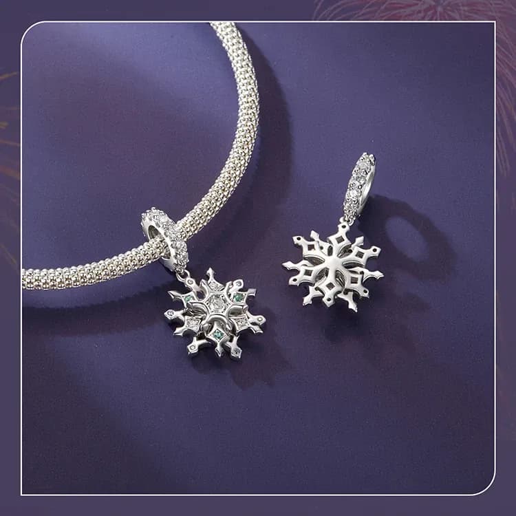 Breloque flocon coloré en argent 925 WOSTU