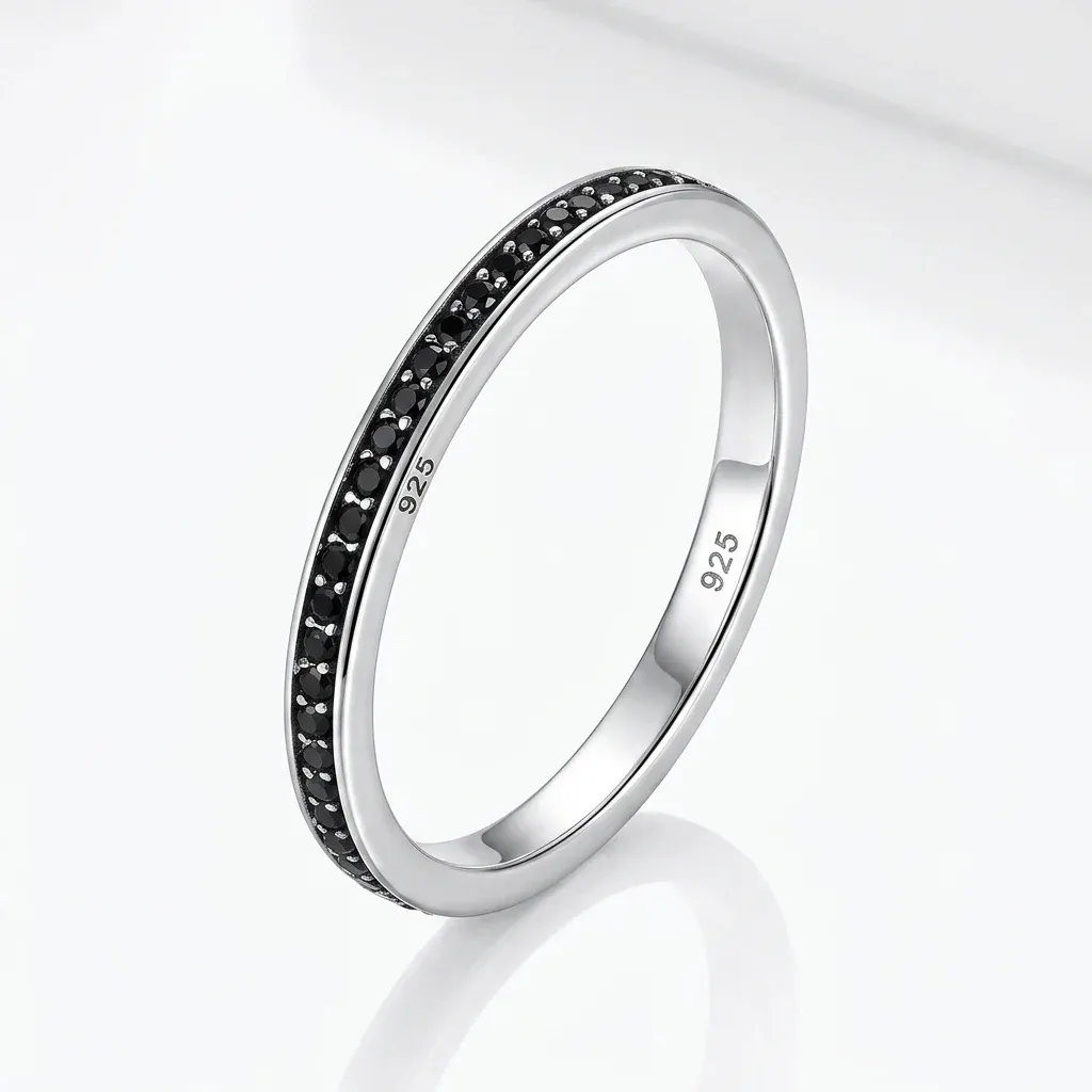 Bague argent 925 zircon noir WOSTU