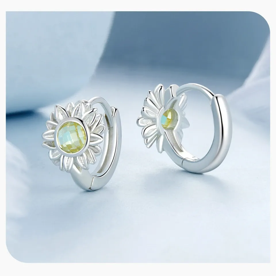 Créoles vintage tournesol en argent 925 WOSTU