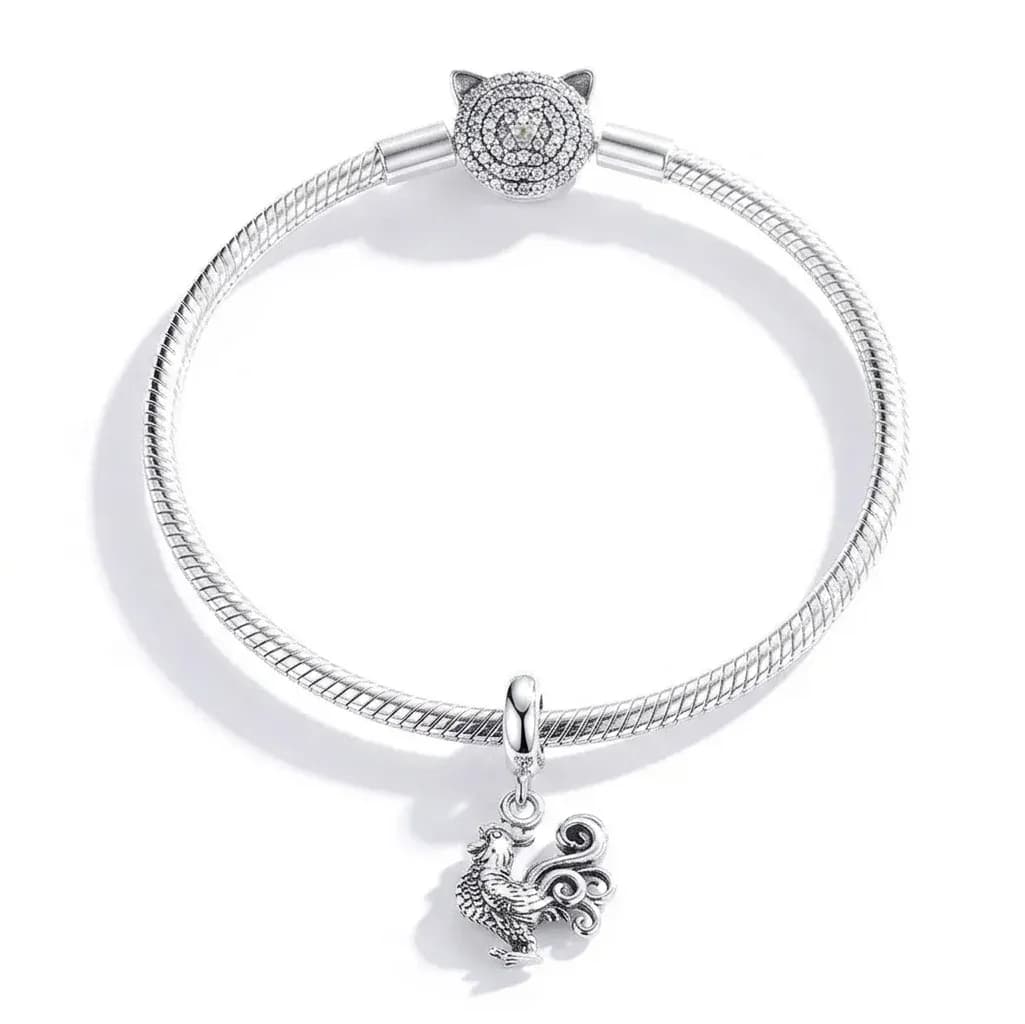 Breloque coq WOSTU argent 925