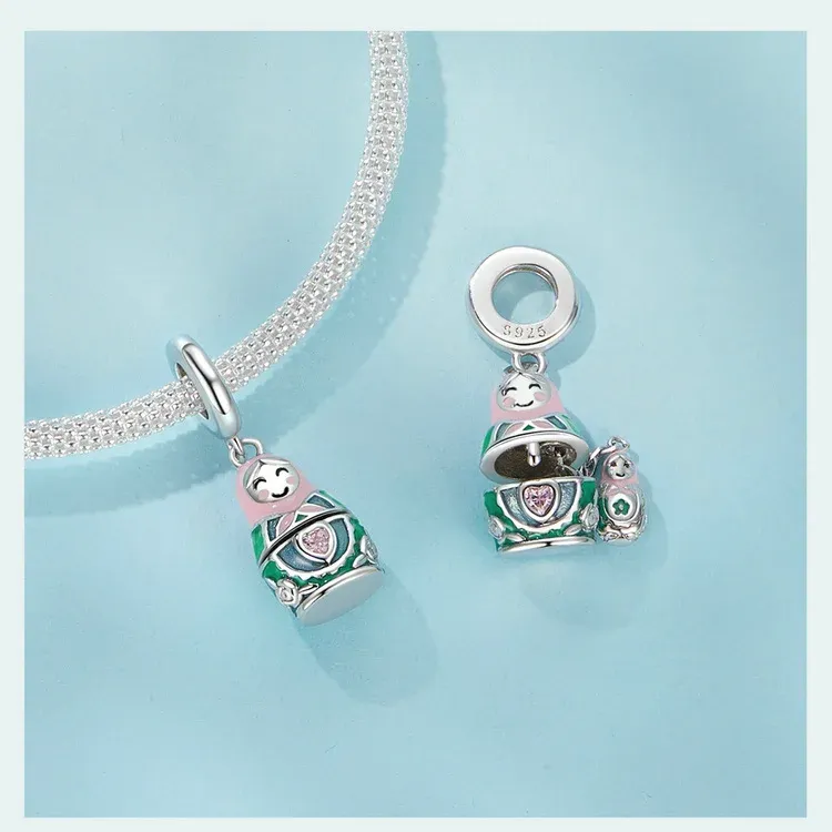 Pendentif poupée russe en argent 925 WOSTU