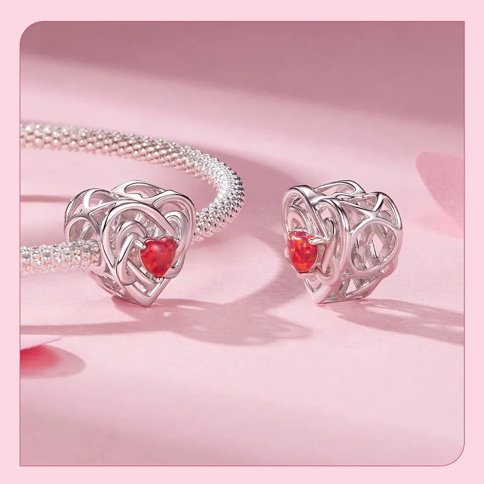 Breloque cœur noué en argent 925 WOSTU