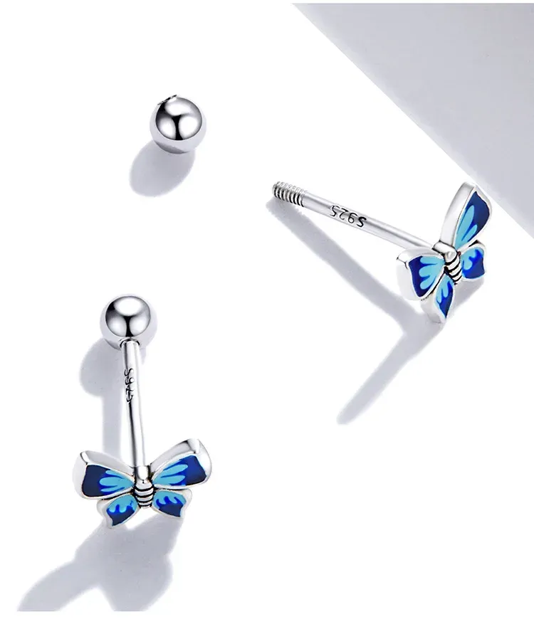 Boucles d’oreilles papillon arc-en-ciel en argent 925 Bamoer