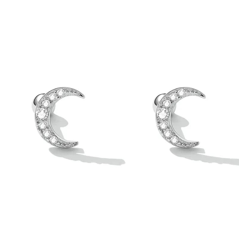 Boucles d’oreilles lune en argent 925 et zircon Bamoer
