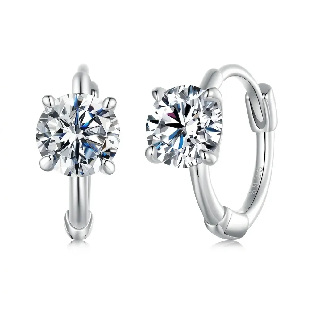 Créoles huggie moissanite argent 925