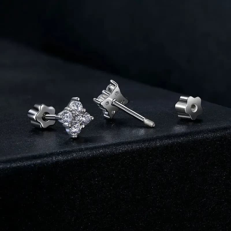 Boucles d’oreilles puces en moissanite 925 Bamoer