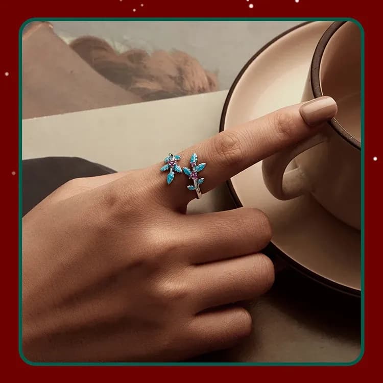 Bague de Noël ouverte en argent 925 Bamoer