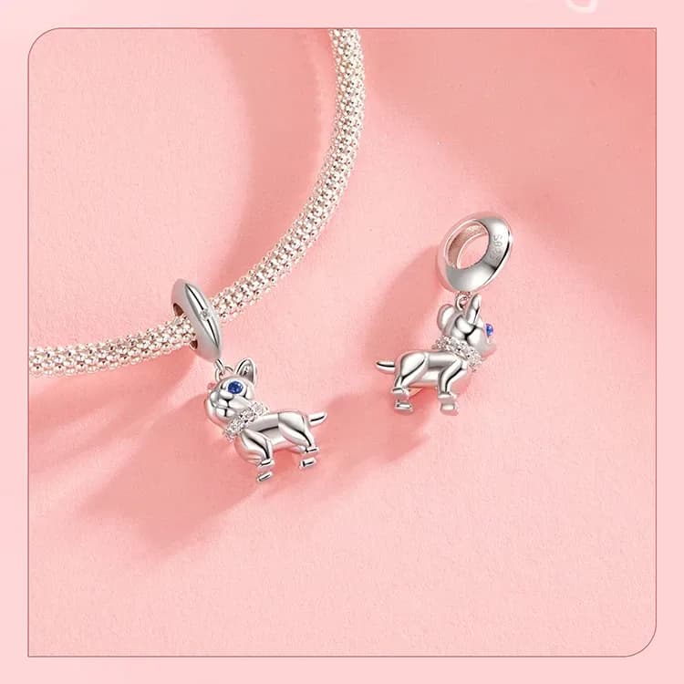 Breloque chat noir en argent 925 Bamoer avec zircon