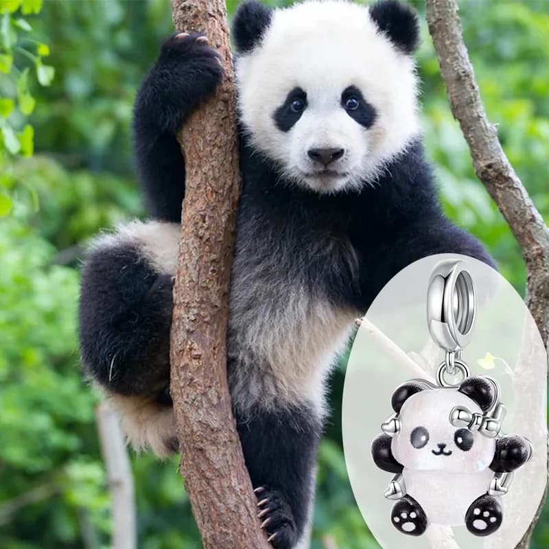 Charm panda en argent 925 Bamoer avec zircons