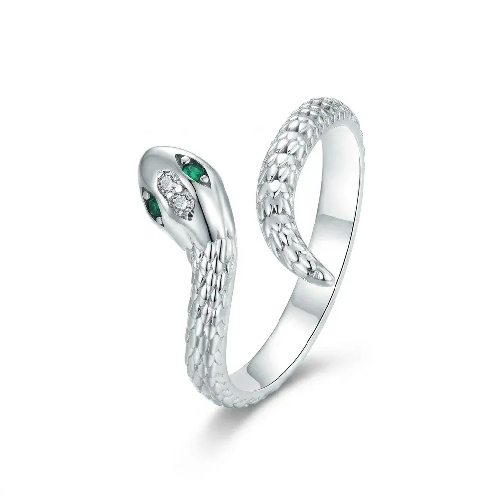 Bague serpent ouverte argent 925 vintage