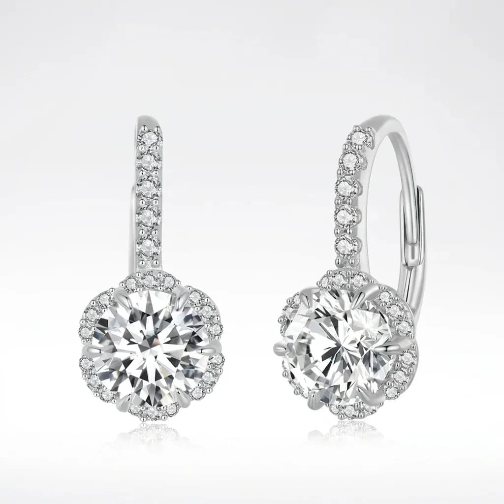 Créoles argent 925 moissanite et zircon