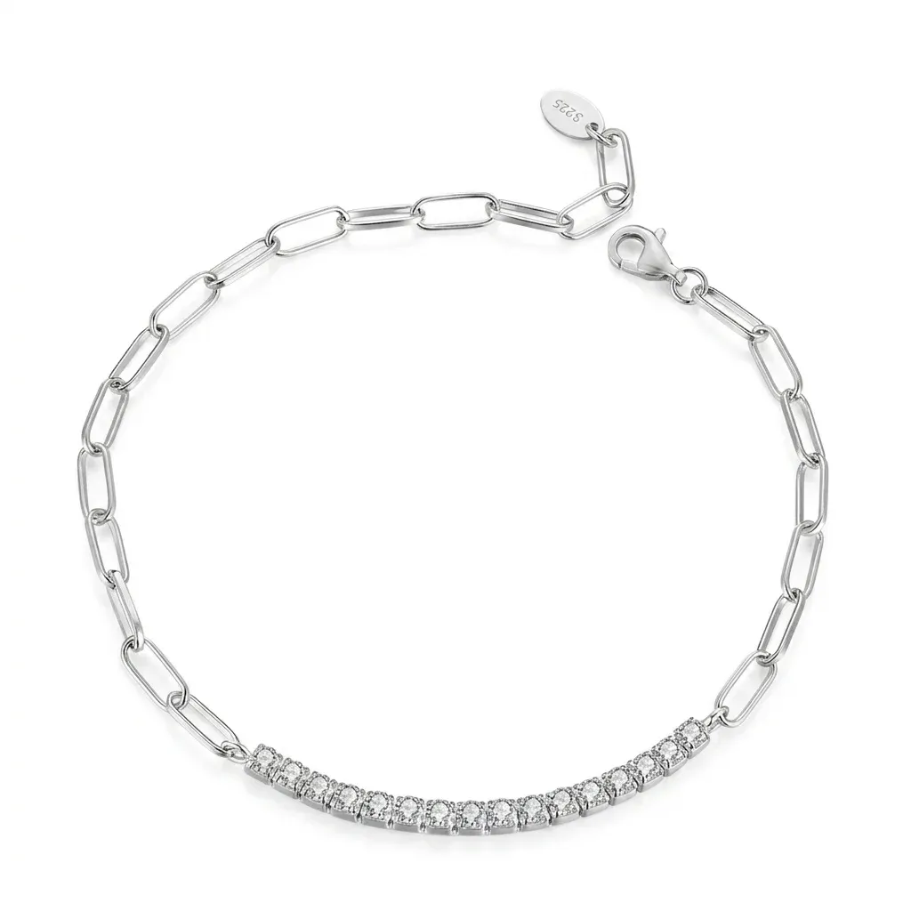 צמיד מויסנייט כסף 925 מתכוונן