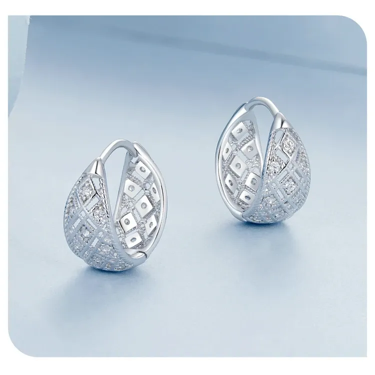 Boucles d’oreilles créoles vintage en argent 925 et zircon Bamoer
