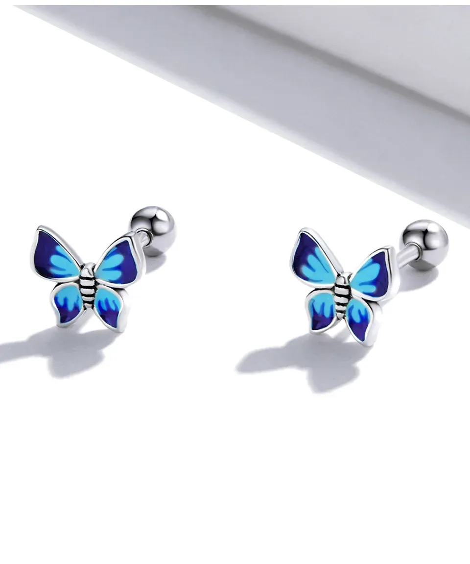 Boucles d’oreilles papillon fleuri en argent 925 Bamoer