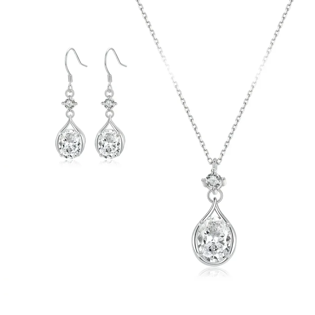 Parure argent 925 goutte d’eau zircon