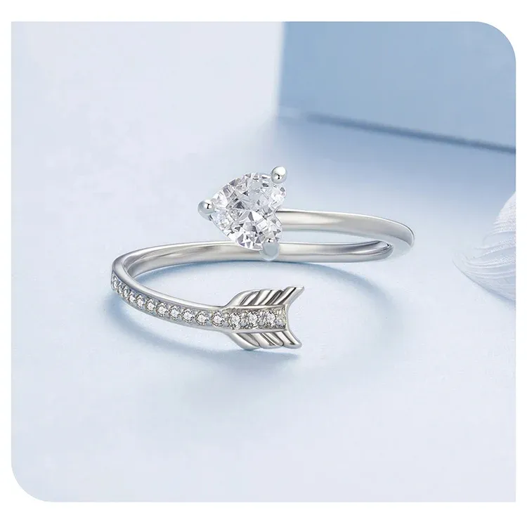 Bague cœur flèche ouverte en argent 925 Bamoer