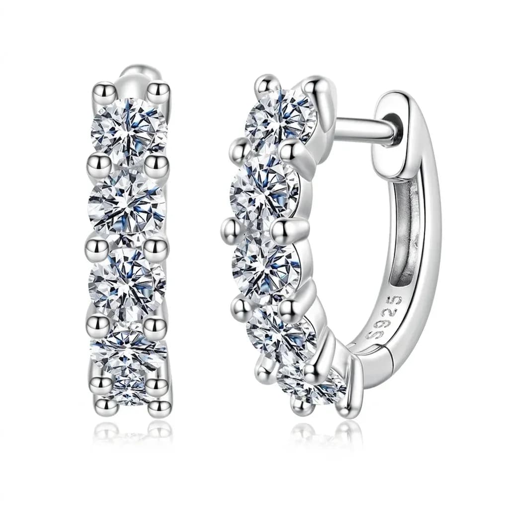 Créoles argent 925 moissanite, vue studio