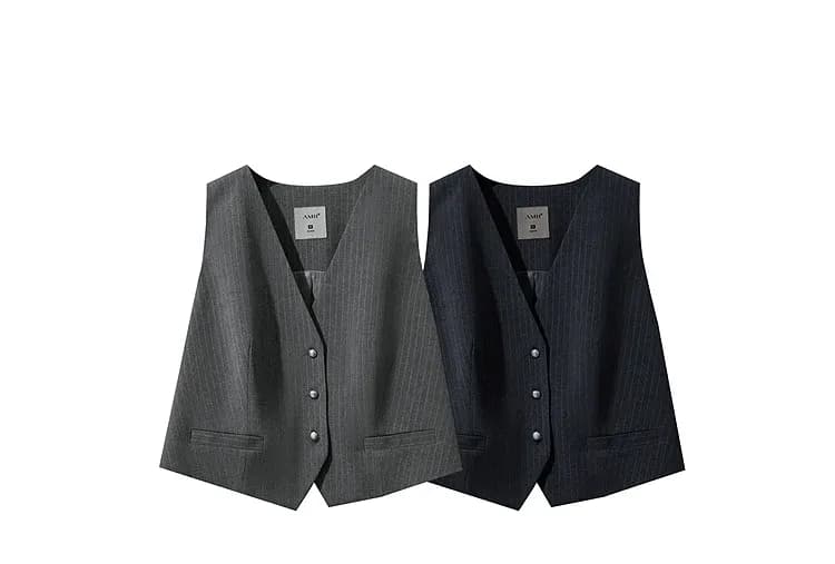 Ensemble bureau rayé AMII à gilet sans manches et pantalon large