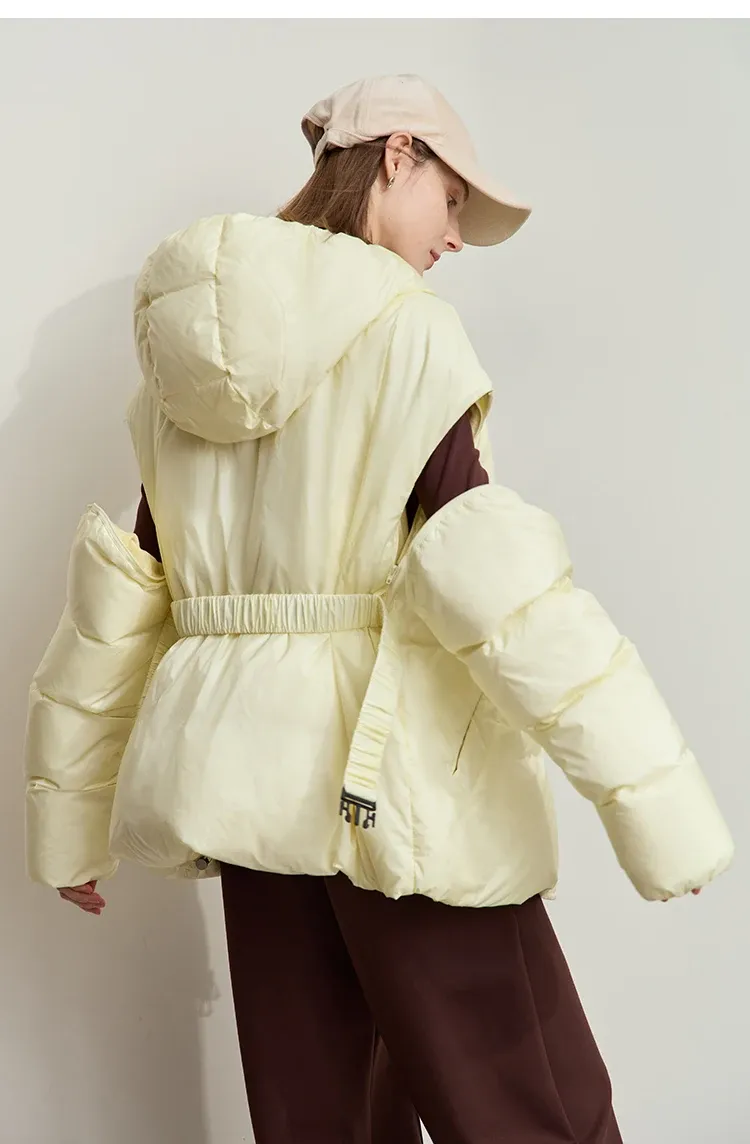 Doudoune femme AMII minimaliste à taille réglable et manches amovibles