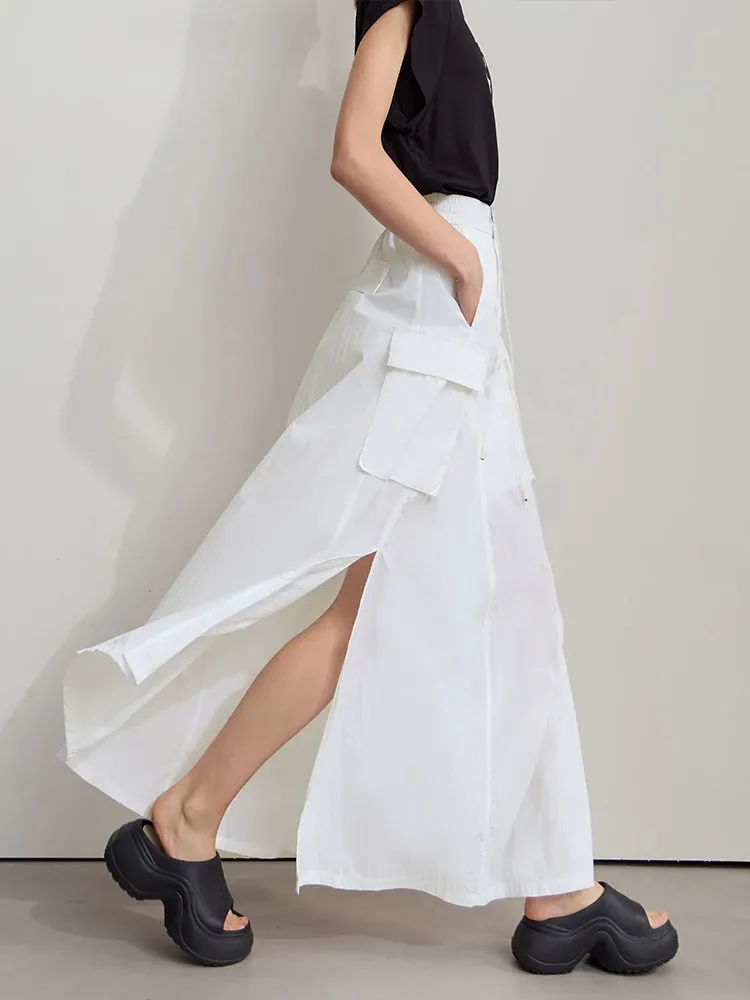 Jupe longue AMII fluide à taille élastique pour bureau