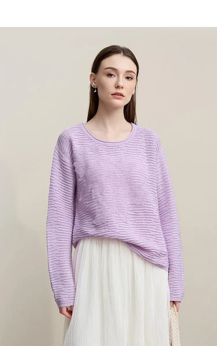 Pull en maille AMII à dentelle patchwork pour bureau