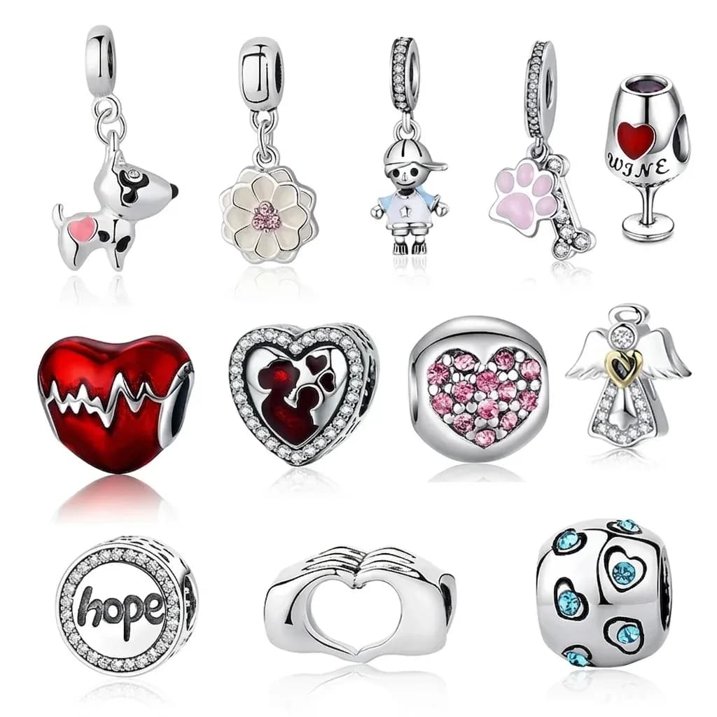 Breloques cœur et chien en argent