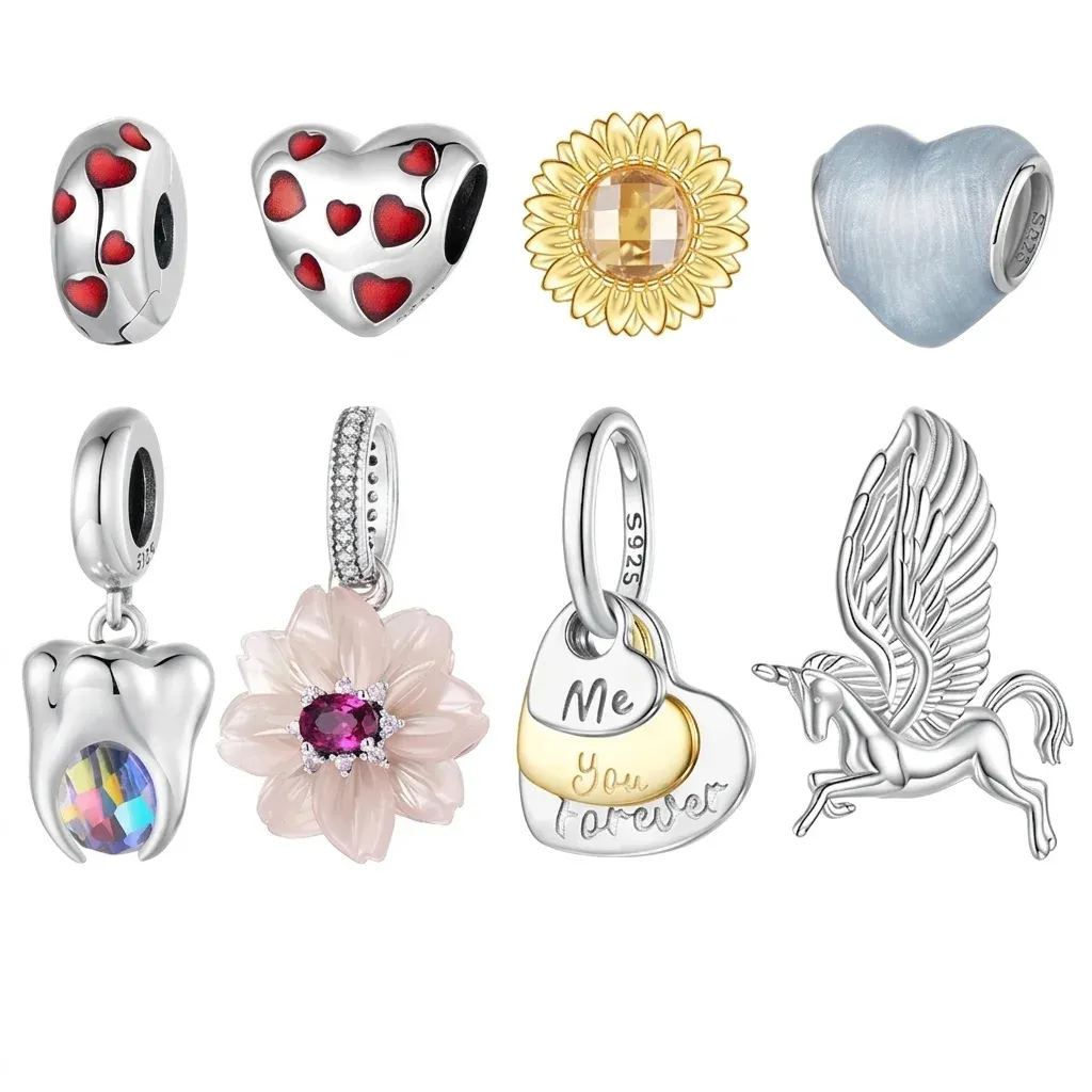 Breloques cœur licorne argent 925