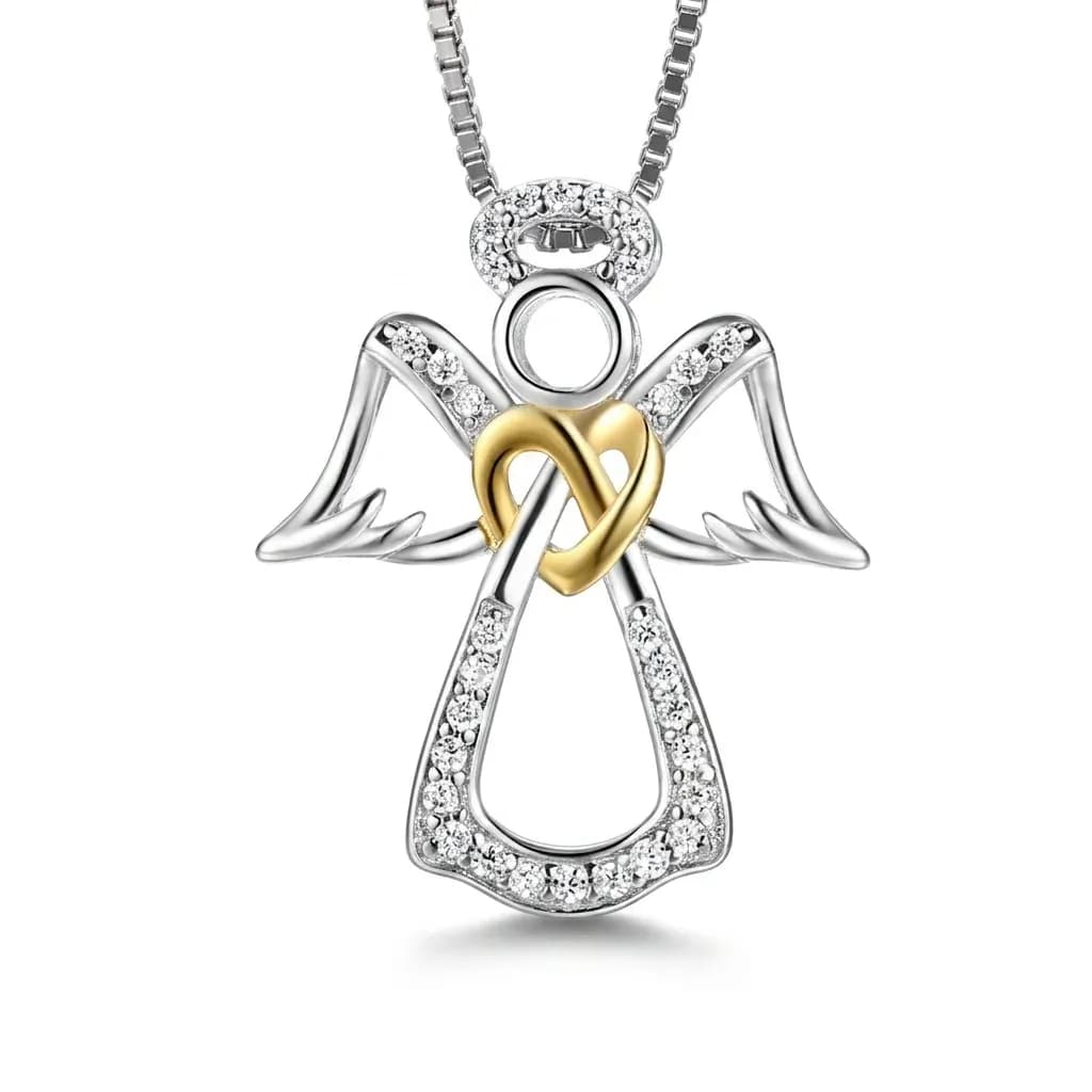Collier argent 925 pendentif ange cœur