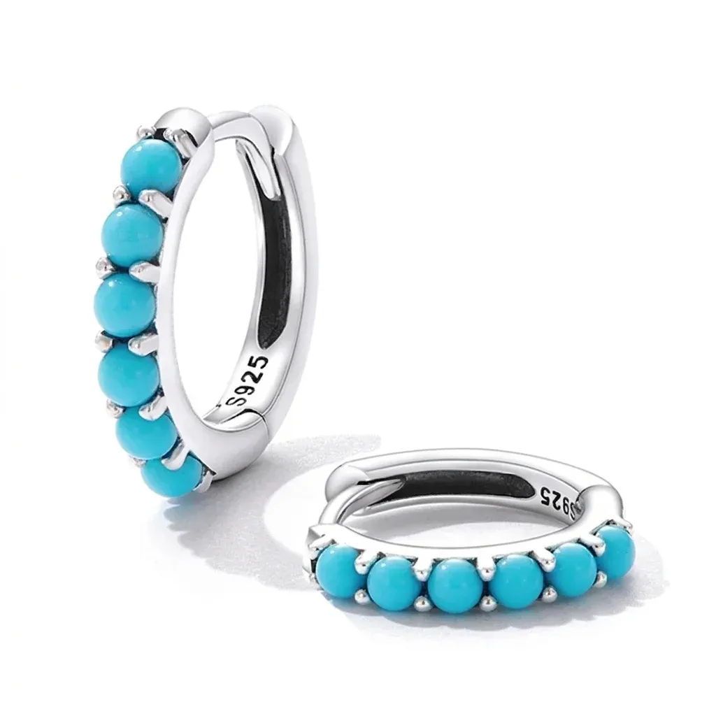 Créoles turquoise WOSTU en argent 925