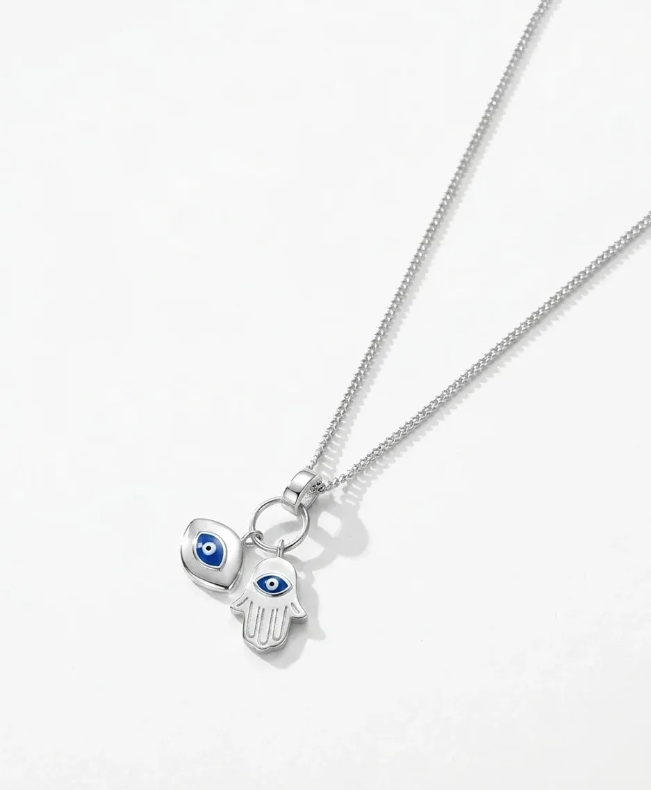 Collier argent 925 œil bleu Fatima