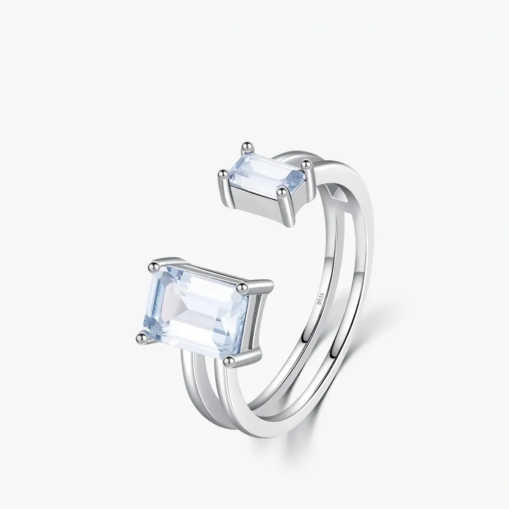 Bague argent 925 zircon bleu clair