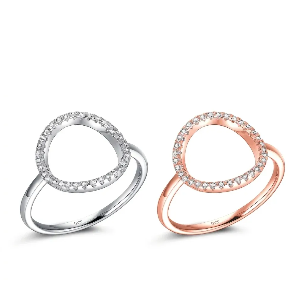 Bague bicolore argent 925 zircon