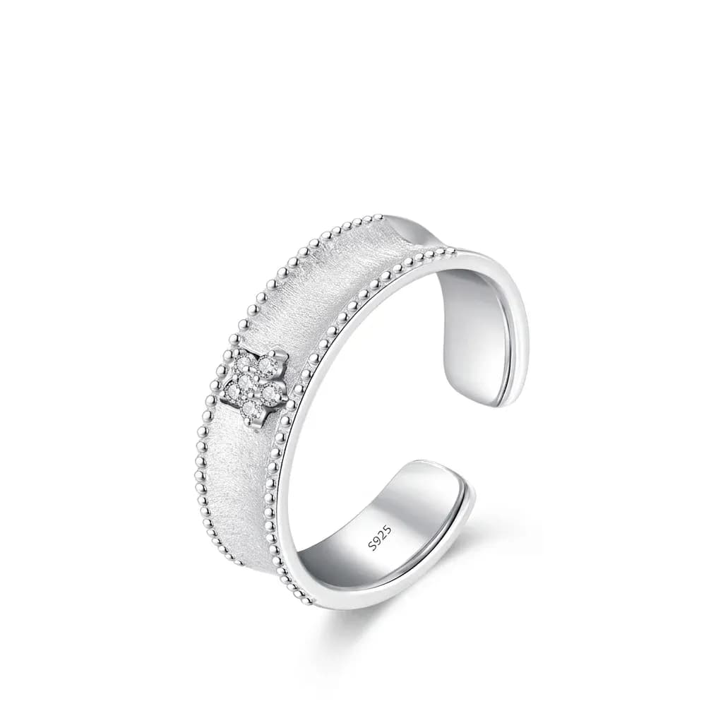Bague argent 925 ajustable fleur zircon