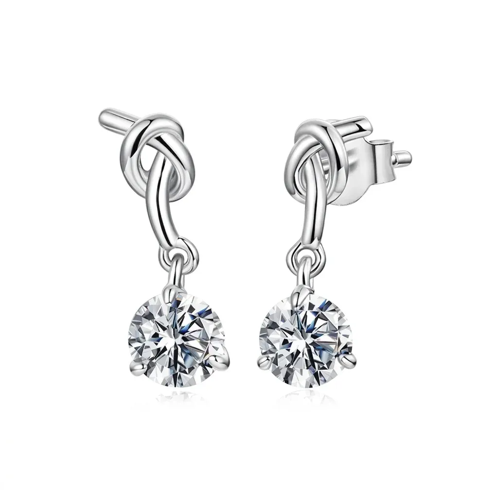 עגילי מויסנייט קשר כסף 925