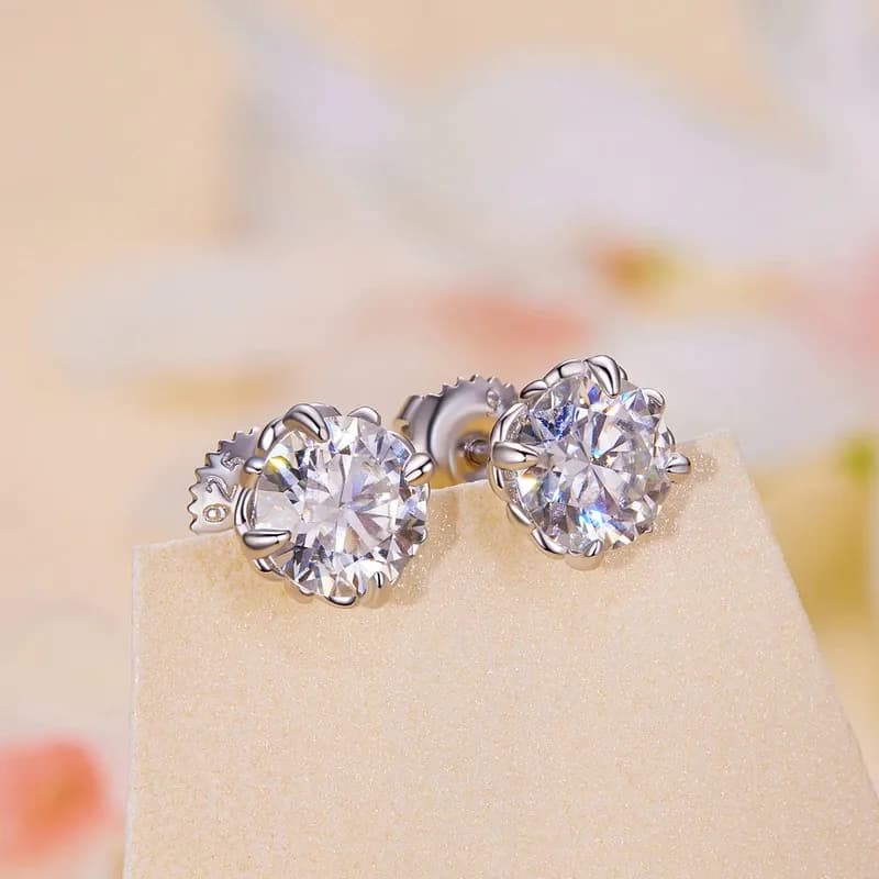 Boucles d’oreilles en moissanite pétale en argent 925 Bamoer U