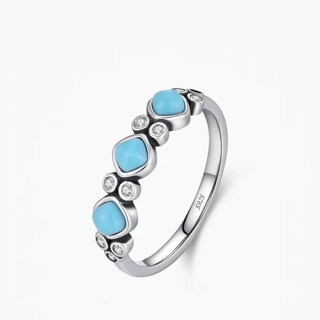 Bague argent 925 turquoise vintage