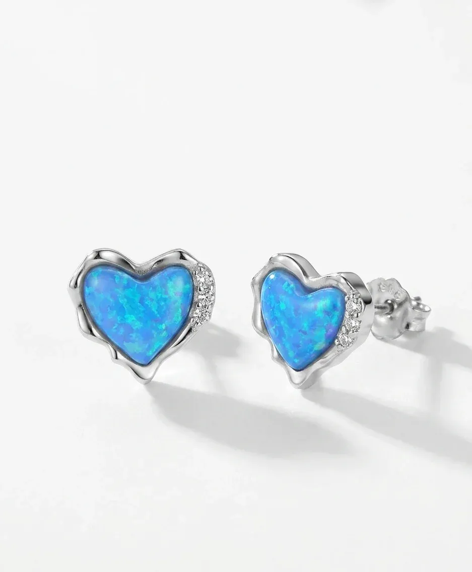 Clous cœur opale MODIAN argent 925