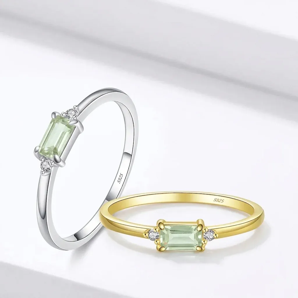 Bague argent et or tourmaline verte