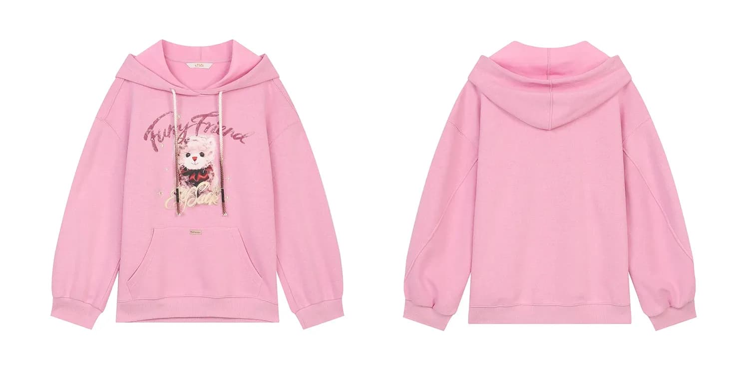 Sweat à capuche zippé ELFSACK imprimé streetwear automnal