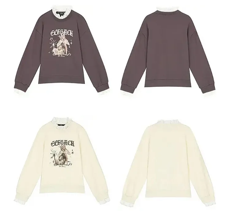 Sweat trompe-l’œil ELFSACK à col volanté et imprimé lettres