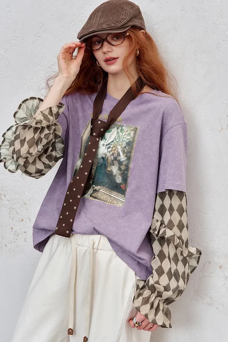 Haut Y2K romantique ELFSACK à manches volantées