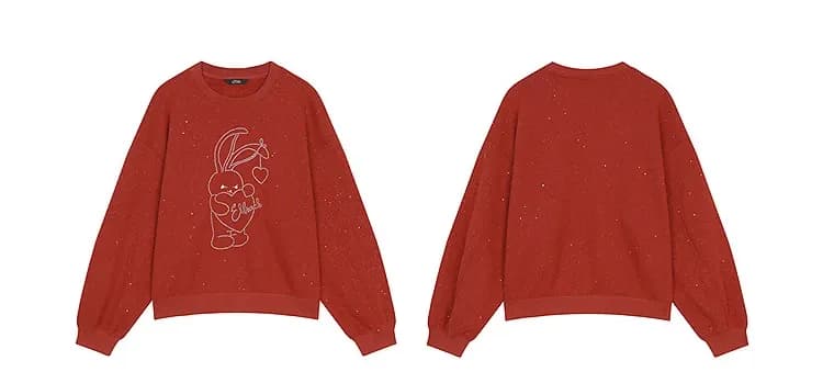 Pull ample rouge à sequins pour femme ELFSACK