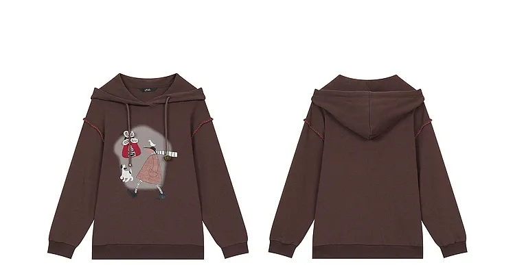 Sweat à capuche imprimé cartoon ELFSACK pour femme